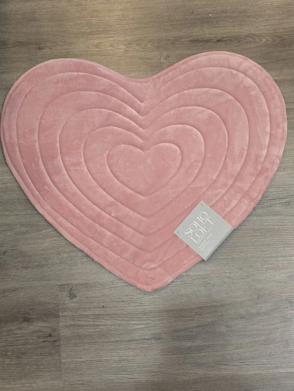Soho Loft Pink Heart-Shaped Plush Memory Foam Bath Rug